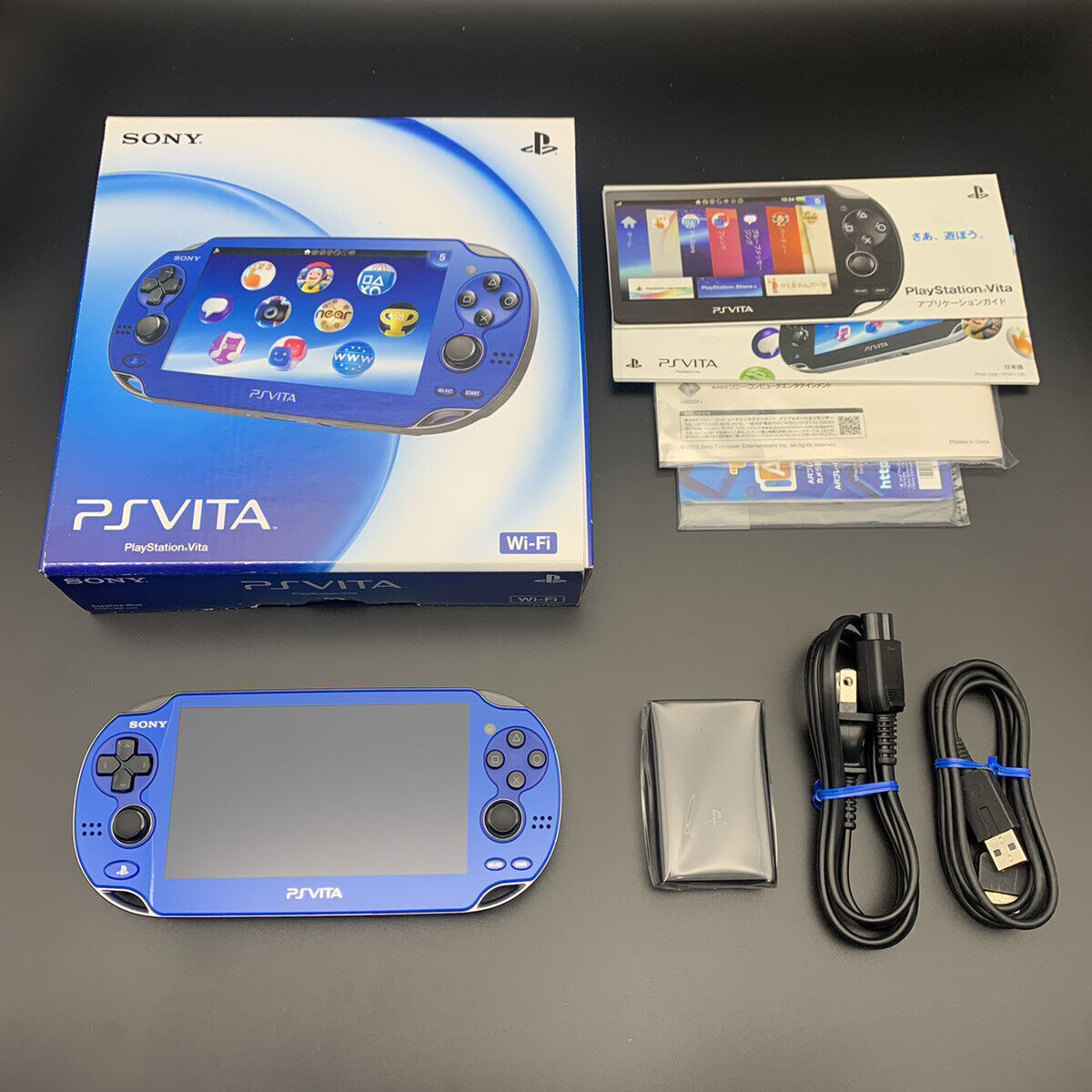 PS Vita PCH-1000 Sony Playstation Accessory complete Console Used  (Excellent) Sapphire Blue +16G Memory Card Pre-owned